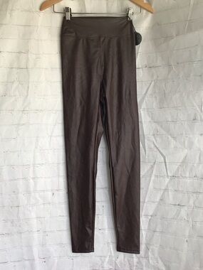 OFFLINE by Aerir-Waist Faux Leather Leggings - Brown